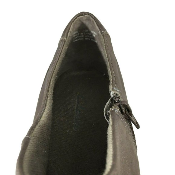 Clarks Booties Shoes 83681 Womens 10 M Heels Side Zipper Gray Brown Leather - Picture 9 of 12